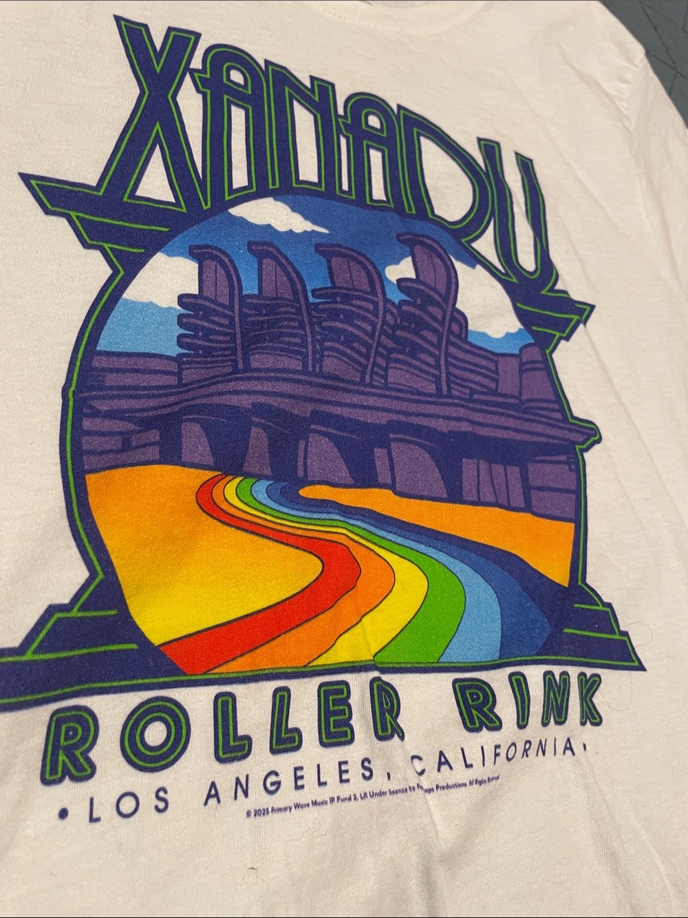 White Xanadu Roller Rink Graphic Tee retro vintage size L - Picture 5 of 5